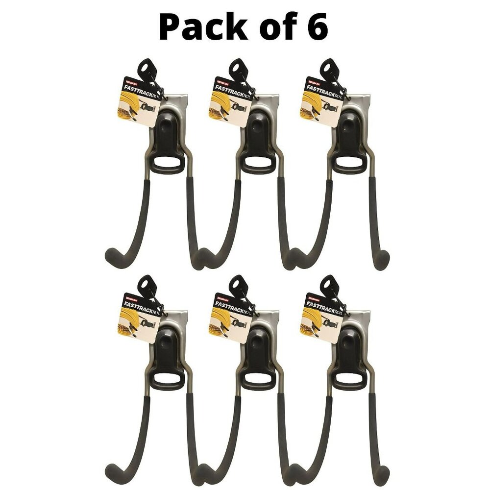 Rubbermaid 5E10 PACK OF 6 FastTrack Garage Utility Hook, Dual Hooks